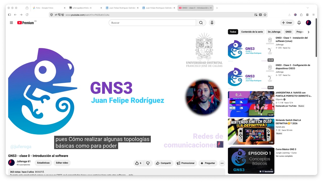 Curso de GNS3 (redes de comunicaciones) que dicto en mi canal de YouTube.